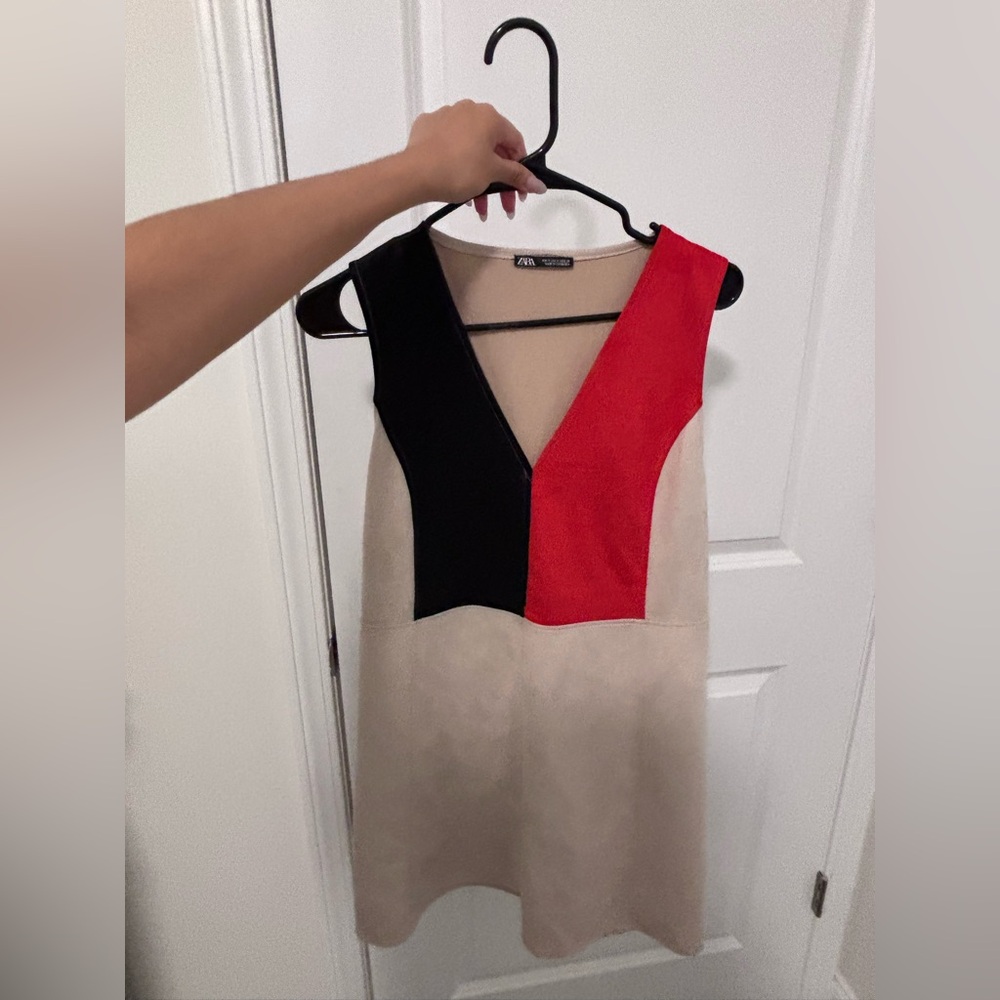 Zara Colorblock Dress - Red, Black, and Cream